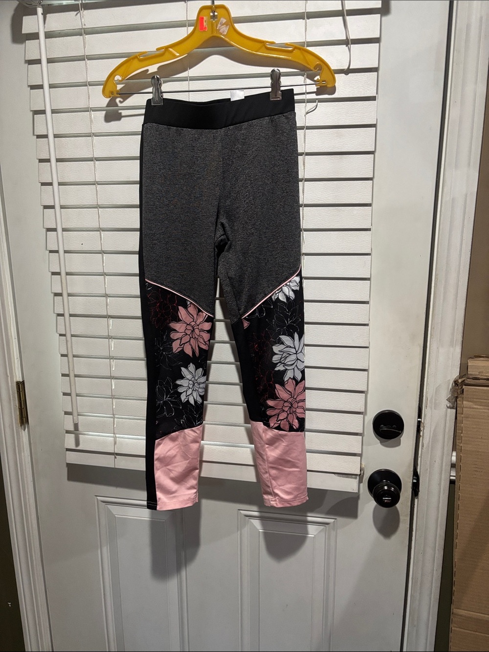 Dip Girls' Gray Leggings with Pink Floral Panels